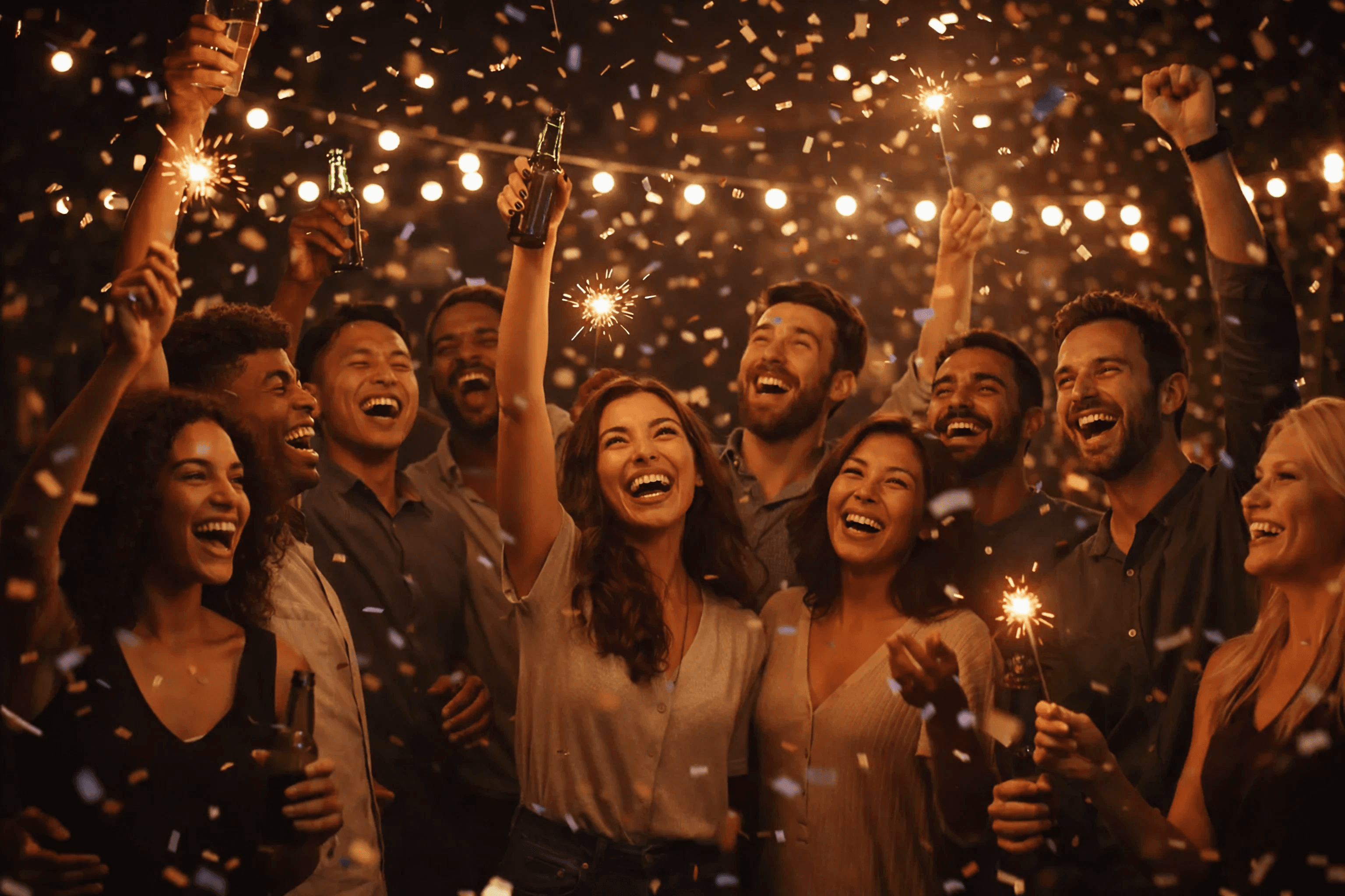 Couple enjoying music together in warm lighting
