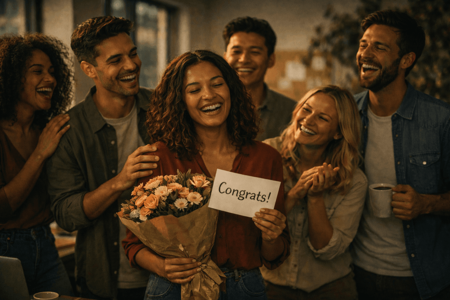 Friends celebrating a special moment